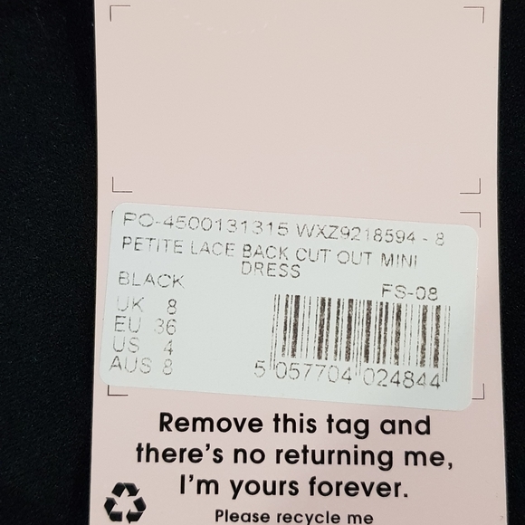 Missguided Petite Lace Back Cut Out Bodycon Mini Dress (Black, US 4) - Picture 8 of 9